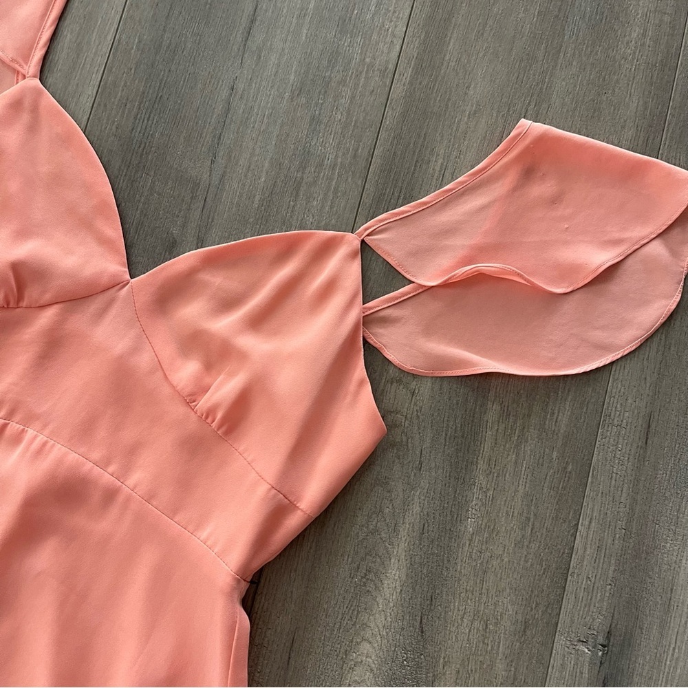 Revolve By The Way Peach Flutter Sleeve Dress - image 3